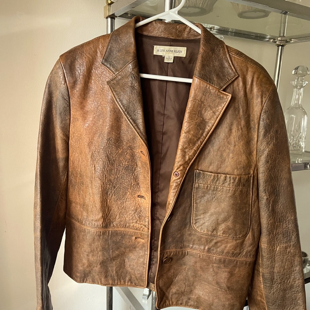A Line Anne Klein brown leather jacket